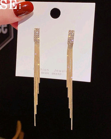 1pair Copper Alloy Minimalist Chic Tassel Earrings For Daily Wear