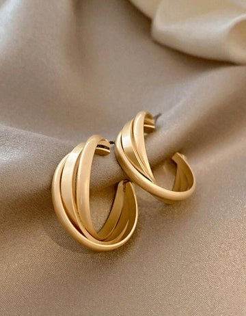 1pair Vintage Geometric Twisted Design Circle Earrings