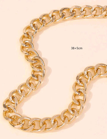 1pc Fashion Big Necklace for Women Twist Gold Color Silver Plated Chunky Thick Lock Choker Chain Necklaces