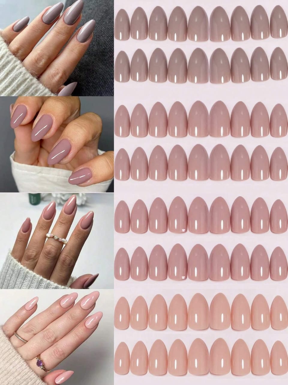 96pcs(4colors) Autumn And Winter Designed Solid Gradient Color French Press On Nails Medium Almond Fake Nails Glue On Nails Glossy Full Cover Acrylic Nails For Women With Gift Box &1sheet Tape&1pc Nail File