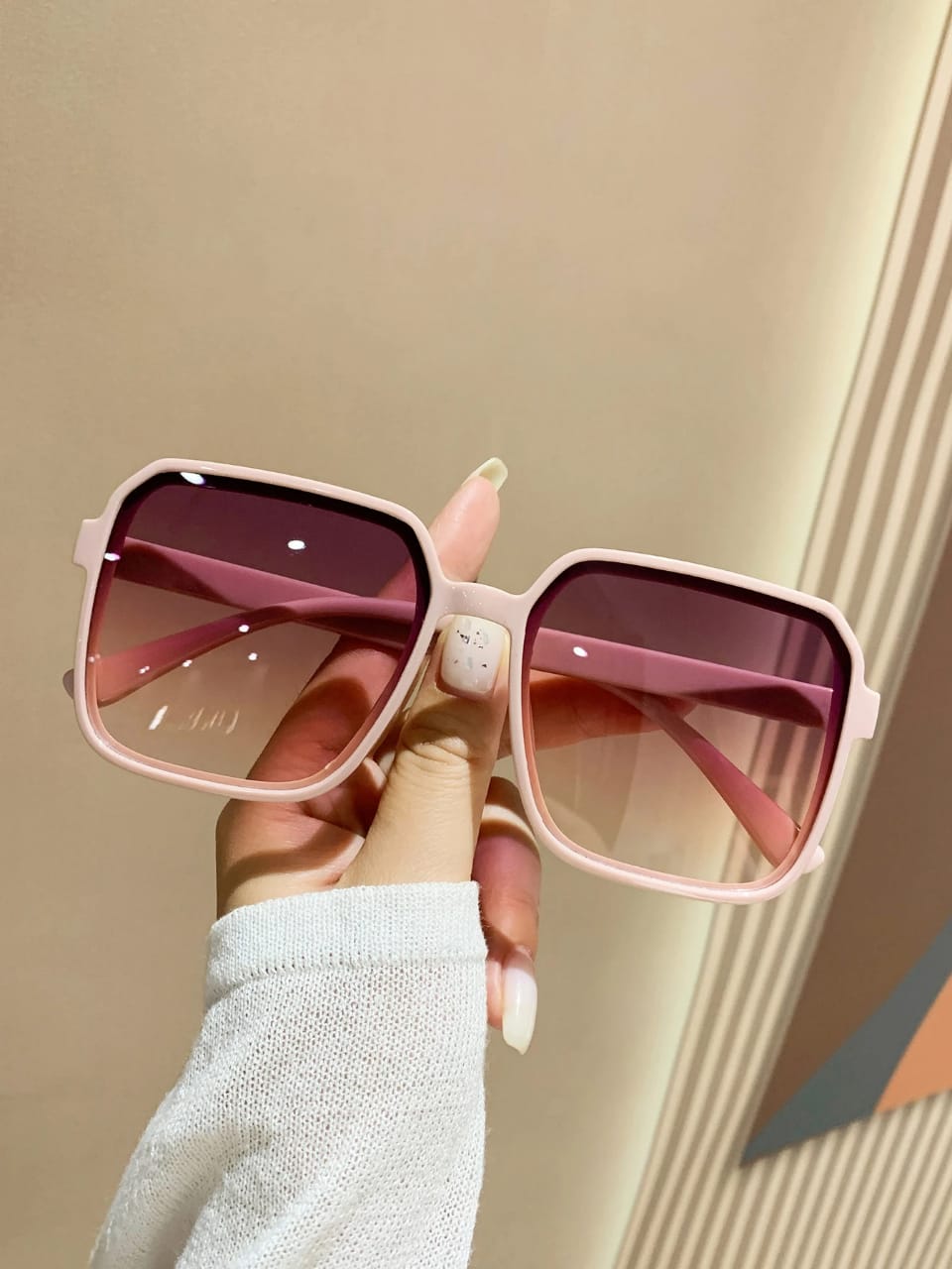 1pair Women Ombre Lens Square Frame Fashion Glasses