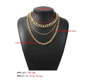 1pc European & American Fashion Punk Hip-hop Style Multi-layer Personality Trendy Metal Chunky Chain Necklace For Women