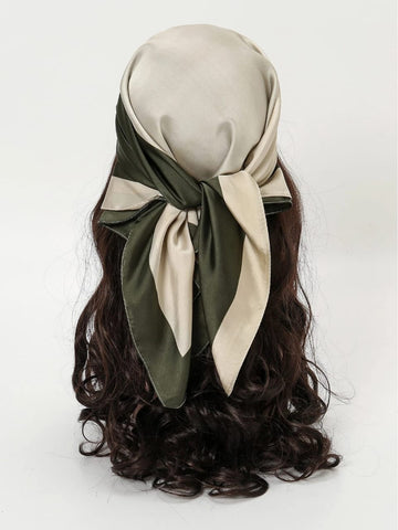 1pc Two Tone Fashion Scarf Satin Turban Head Wrap For Women - Soft Chemo Hat, Headscarf,