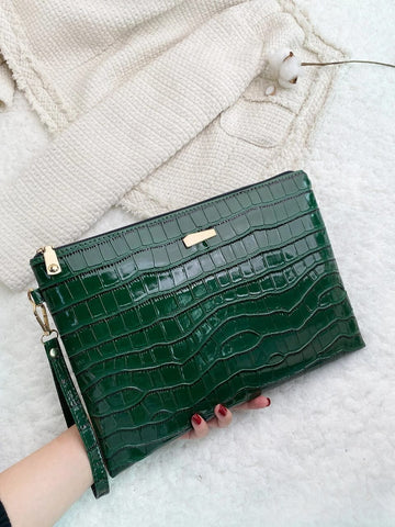 Crocodile Printed Crocodile Embossed Square Bag For Business/Commute/Work/Office