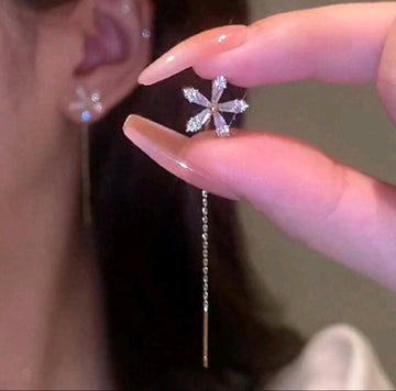 1pair Elegant & Minimalist Butterfly & Flower Design Women's Ear Thread