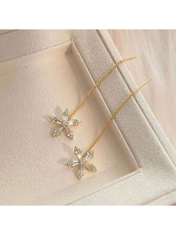 1pair Elegant & Minimalist Butterfly & Flower Design Women's Ear Thread