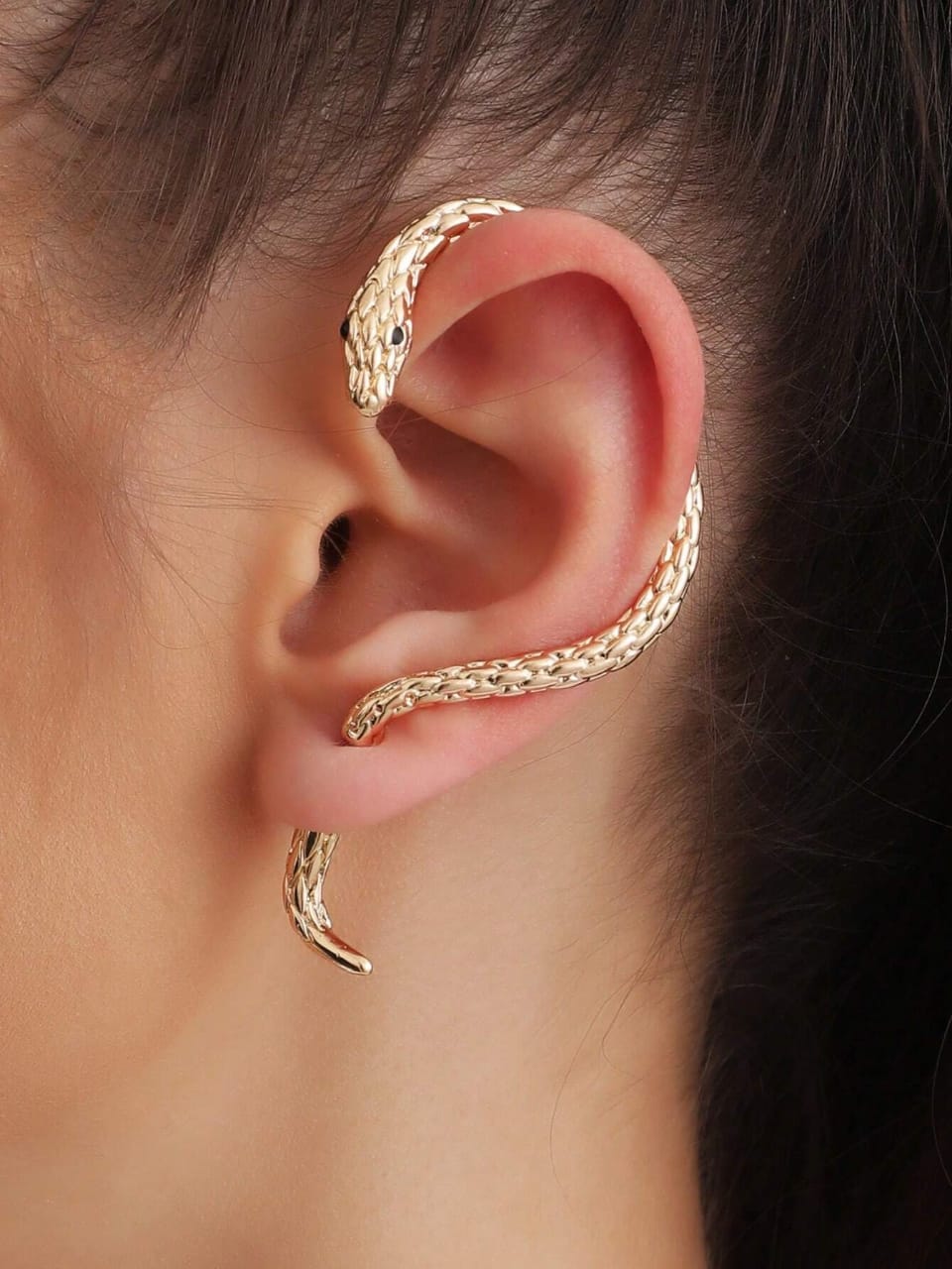 1pc Exaggerated Snake Shaped Front & Back Earring Cuff For Women