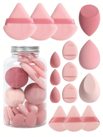 15pcs Makeup Sponge Set With Storage Jar