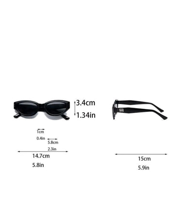 1pc Black Frame Black Lens Uv Protection Cat Eye Sunglasses For Women Shades Beach Accessories