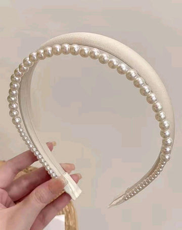 Elegant 1pc Solid Color Thick Faux Pearl Hairband For Women