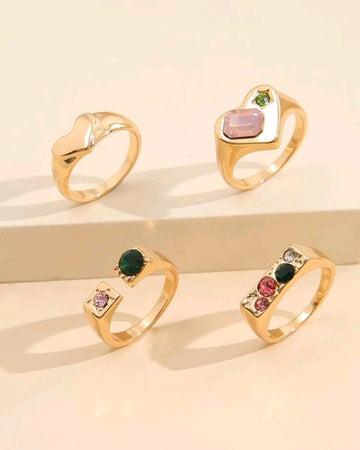 4pcs Rhinestone Decor Ring