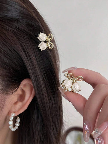 2pcs Women Flower Design Fashionable Hair Claw For Daily Life Cute