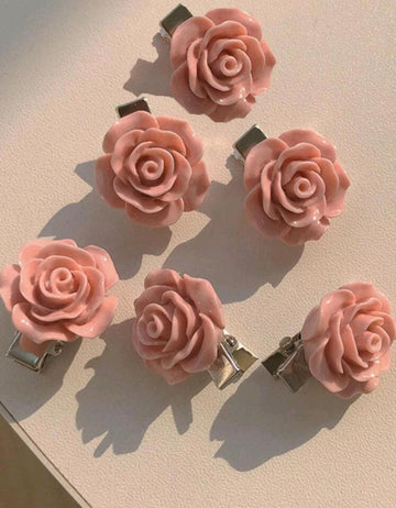 10pcs Flower Decor Hair Clip Cute Bow