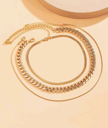 3pcs Simple Punk Style Thick Chain Necklace For Women