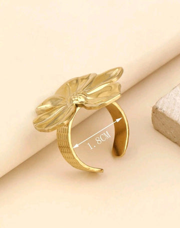 Onelike 1pc Fashionable And Exaggerated Golden Flower Ring