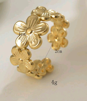 Flower Decor Cuff Ring