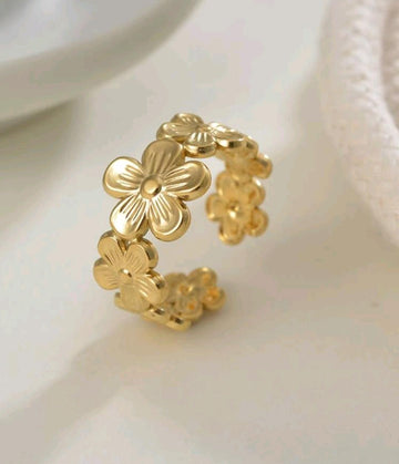 Flower Decor Cuff Ring