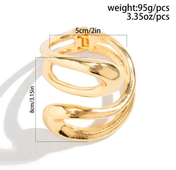 1pc Exaggerated Metallic Circular Bangle With Hollow Out Asymmetrical Shapes, Simple & Stylish, Perfect For Vacation, Party, Ladies All-Match Sexy Bracelet