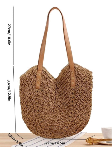 Large Capacity Woven Bag For Women,Handheld Shoulder Straw Tote Bag