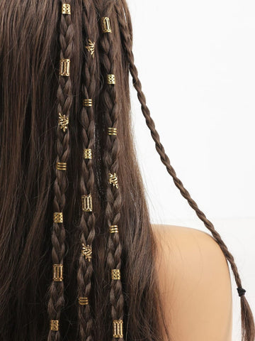 40pcs Gold Hair Loop Set, Street Style, Party Braided Hair Accessory