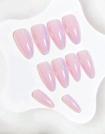 Pink Chrome Nail Tips Glue On Nails, Reusable Stick On Nails In 12 Sizes - 24 Soft Gel Fake Nails Kit &1sheet Tape&1pc Nail File Nail Supplies