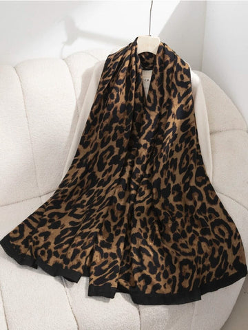 Boho 1pc Leopard Pattern Scarf For Daily Life Casual Fashionable
