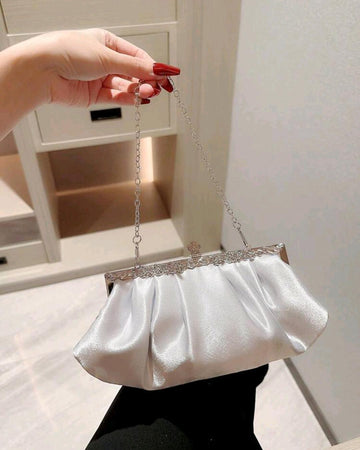 Moonlit EveBag Women's Exquisite Satin Evening Clutch Bag With Rhinestone Decoration