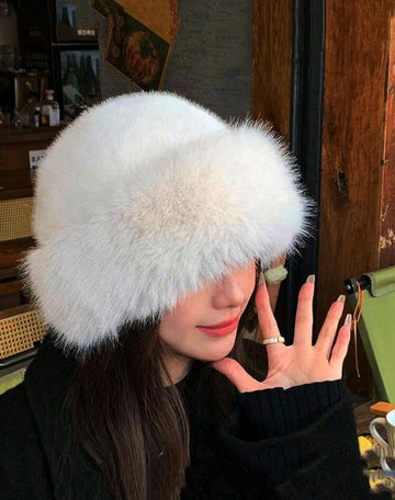 1pc Women Winter Furry Hat, European & Korean Style Warm Headwear, Solid Color Cute & Versatile, Thicker Design