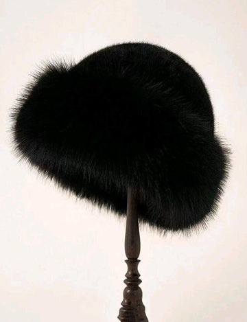 1pc Women Winter Furry Hat, European & Korean Style Warm Headwear, Solid Color Cute & Versatile, Thicker Design