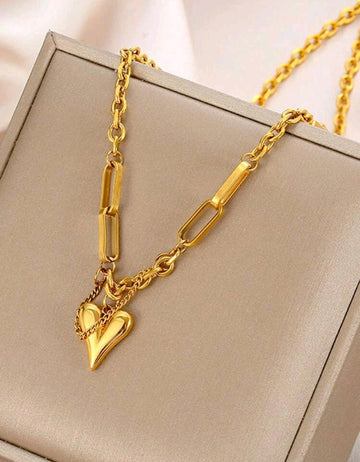 1pc Fashionable Stainless Steel Heart Charm Necklace For Women For Daily Decoration