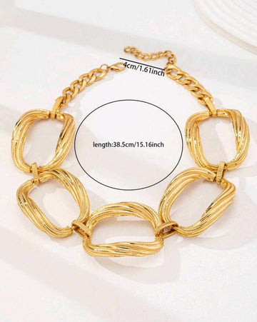 1 Pc Golden Color Metal Chunky Cuff Choker Necklace , Chunky Jewelry For Women