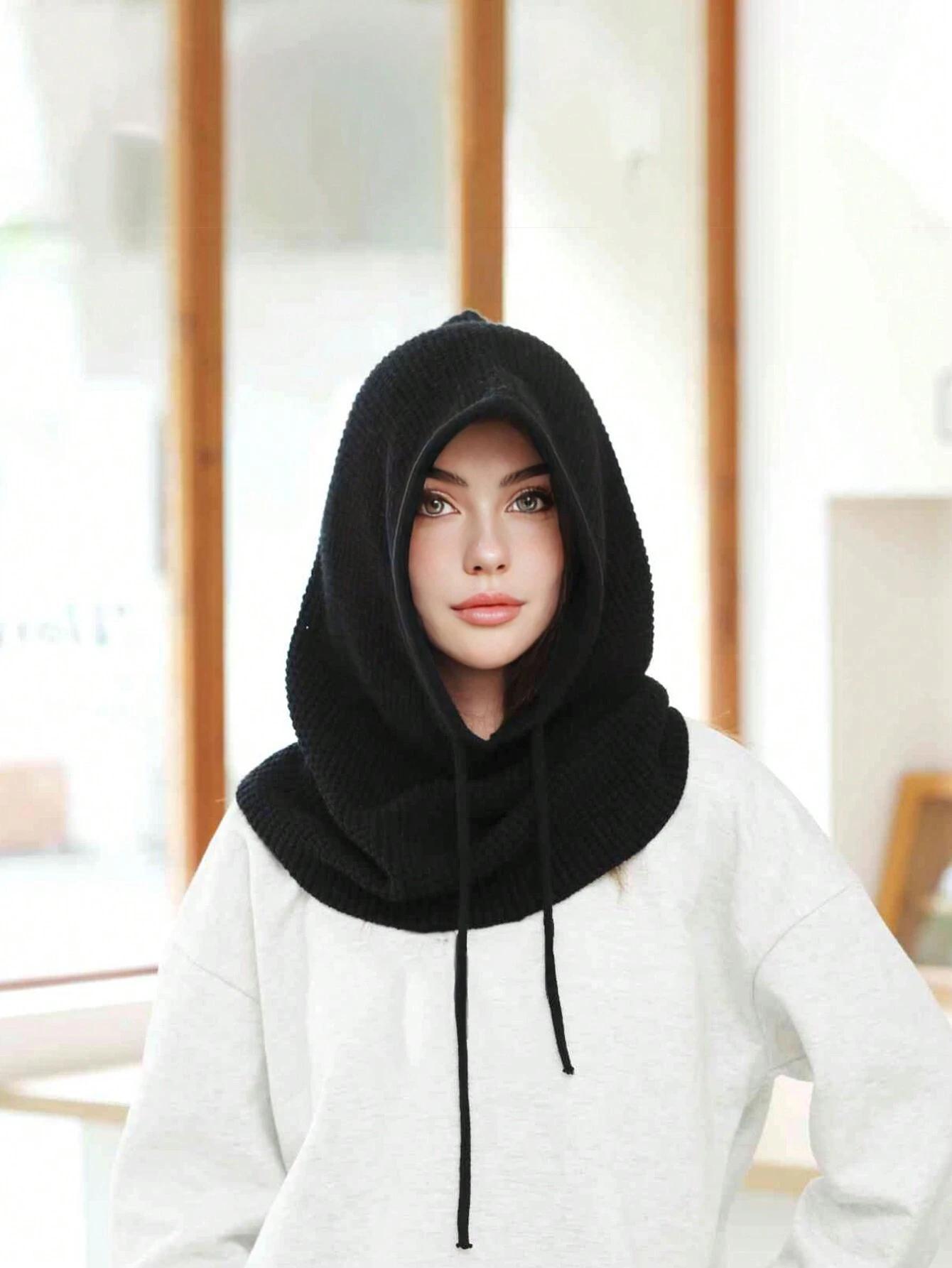 1pc Women's Knitted Hat Scarf Set Winter Warmth Ear Protection Beanie Cap