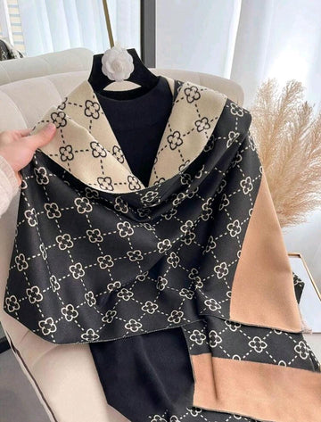 Elegant 1pc Women's Autumn & Winter Faux Cashmere Tassel Shawl, Thick Warm Scarf, Suitable For Daily Indoor & Outdoor Use