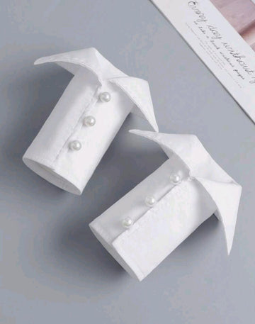 1 Pair Simple White Elegant Pearl Sleeve Cuffs, Suitable For Autumn/Winter Decoration