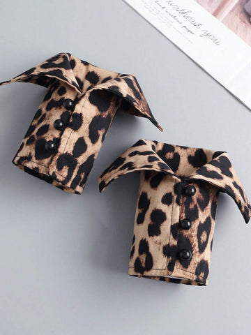 1 Pair Women Elegant & Mature Leopard Print Arm Warmers, Autumn/Winter