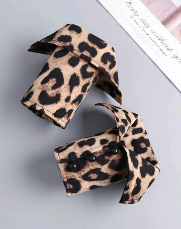 1 Pair Women Elegant & Mature Leopard Print Arm Warmers, Autumn/Winter