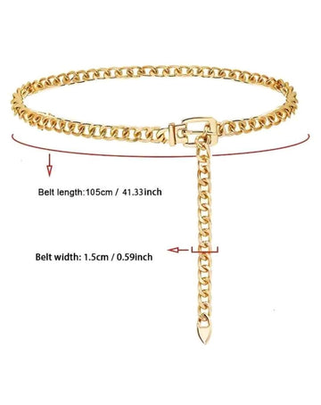 1pc Gold Color Fashionable Chain Belt, Suitable For Women To Wear During Halloween Holidays And Beach Trips