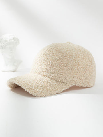 Solid Fuzzy Baseball Cap For Daily Use Sunprotection Gift For Friend Cute Winter Fall