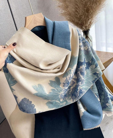 1pc Women Faux Cashmere Floral Jacquard Shawl Collar Cardigan, Fashionable And Versatile, Thick Warm Scarf For Autumn Winter Everyday Use Accessories Women