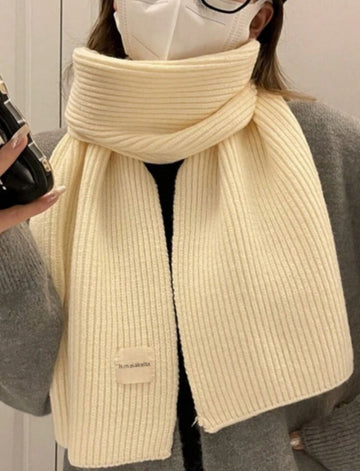 1pc Women's Solid Color Knit Warm Decorative Versatile Collegiate Style Scarf