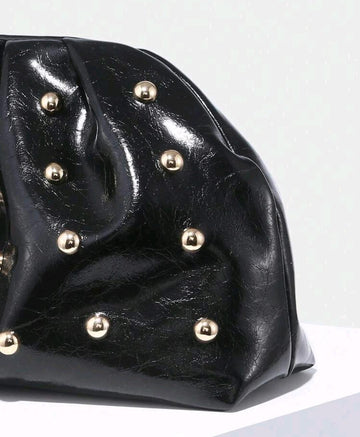 1pc Retro Rivet Decor Pleated Clutch Bag, Minimalist & Fashionable Design For Women, Suitable For Daily, Party And Other Occasions