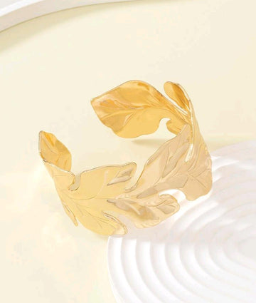 1pc Metallic Bohemian Style Tree Leaf Design Bangle Bracelet