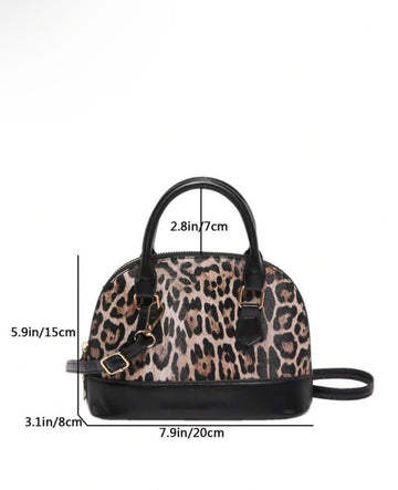 1pc Leopard Print PU Patchwork Portable Zipper Fashion Handbag Suitable For Women's Daily Use, Leopard Print Bag