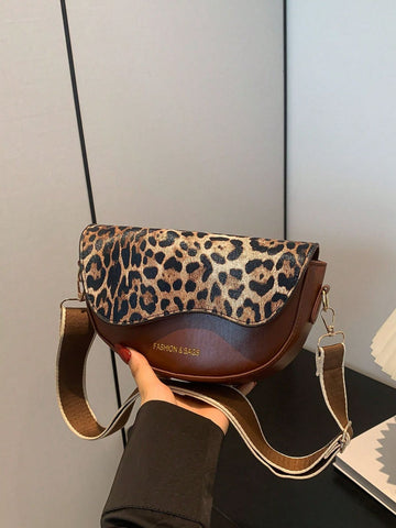1pc Women's Stylish And Elegant Convertible Saddle Bag, Dual-Tone High-Quality Shoulder Bag Suitable For Commute, Dates, Shopping, Gifts