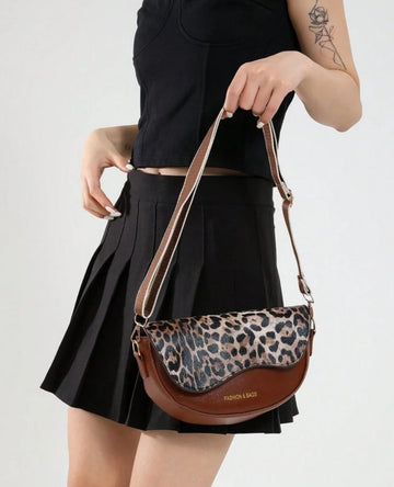 1pc Women's Stylish And Elegant Convertible Saddle Bag, Dual-Tone High-Quality Shoulder Bag Suitable For Commute, Dates, Shopping, Gifts