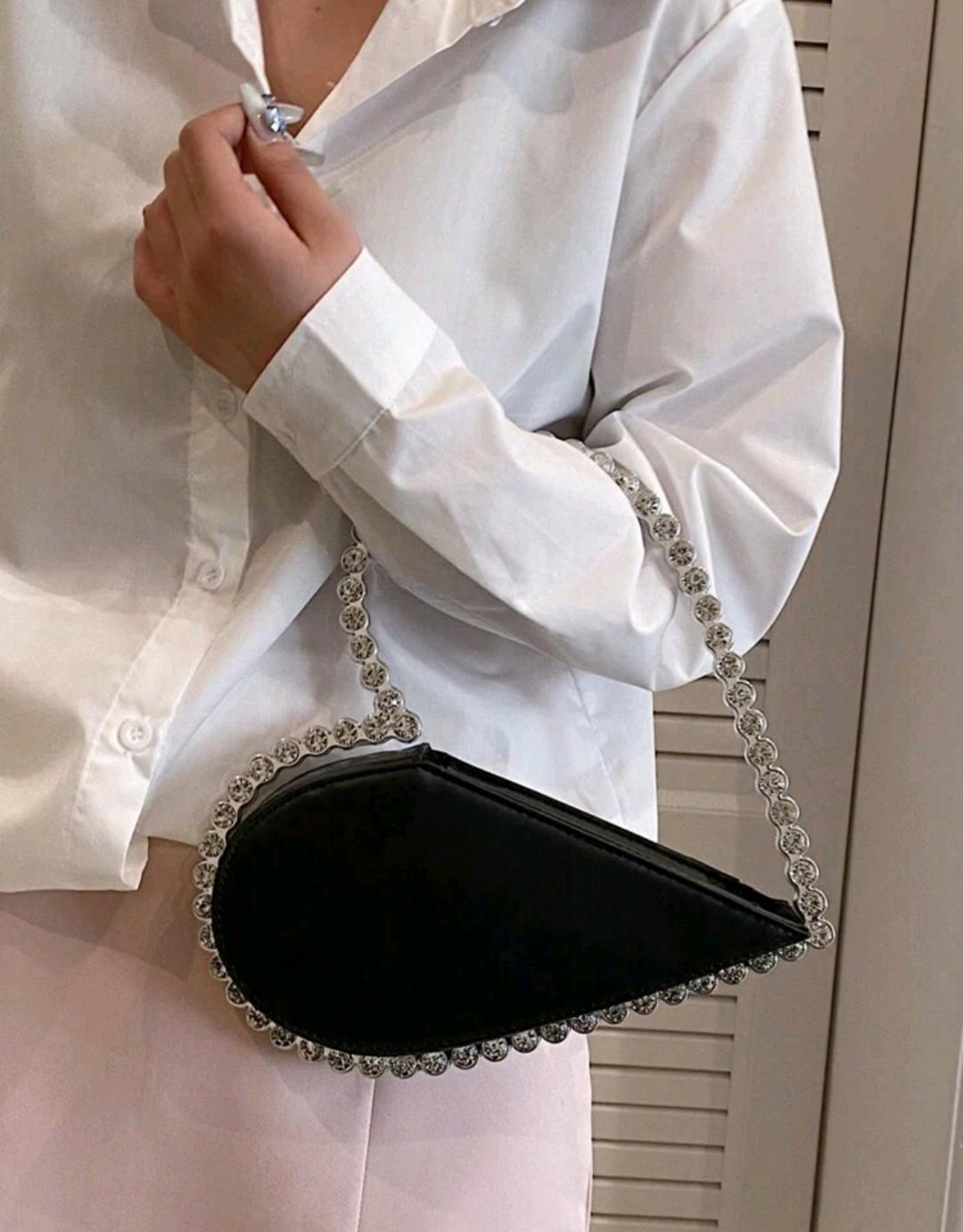 New Classic Luxury Style Women's Evening Bag Fashionable And Versatile Elegant Rhinestone Heart-Shaped Handbag Can Hold Lipstick, Change, Mobile Phone, Suitable For Parties