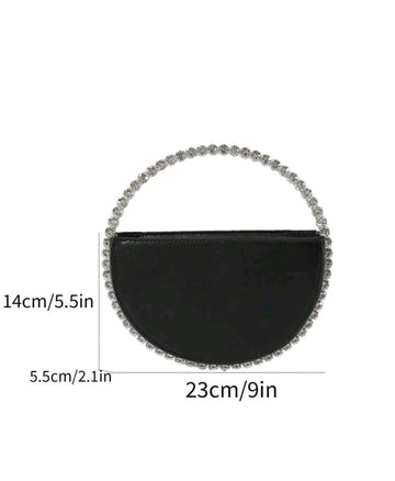 Classic Luxury Style Women's Round Crystal Rhinestone Evening Bag Fashionable And Versatile Portable Elegant Handbag Can Hold Lipstick