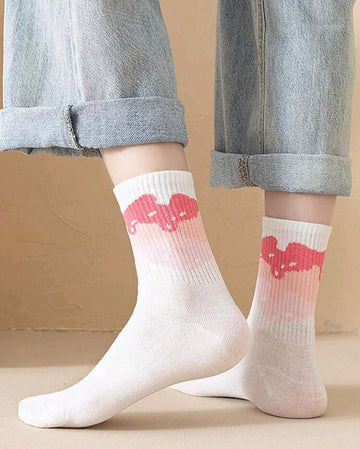 Randomly Send 5 Pairs Of Women's Mid-calf Socks With Letter Patterns And Stripes