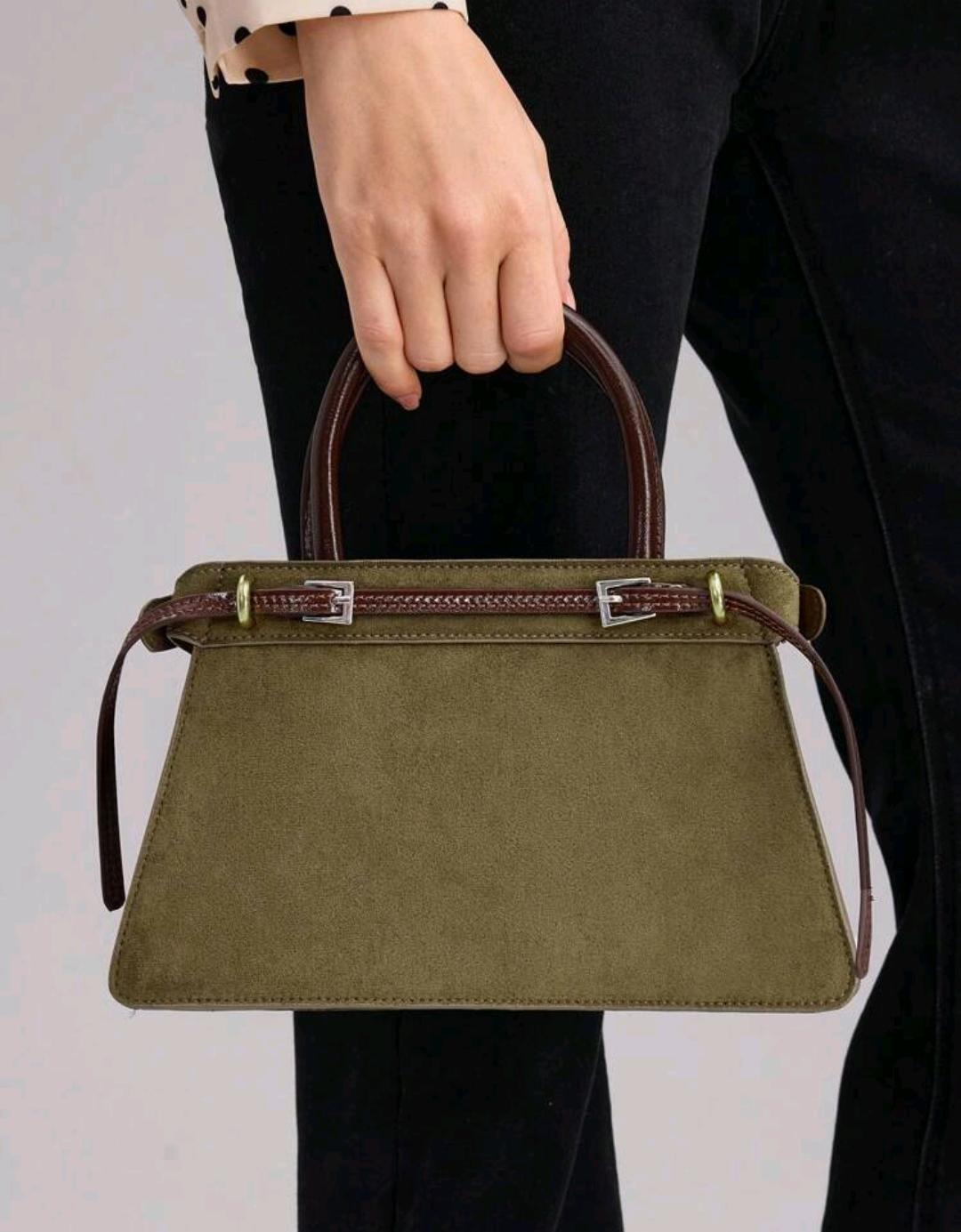 MOTF PREMIUM COLOR BLOCK BUCKLE TOP HANDLE BAG