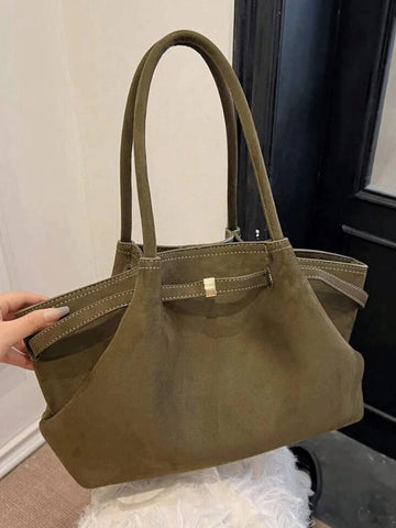 Winter New Fashion Suede Bag, Solid Color Belt Bag, Ruffled Handbag, Large-Capacity Wing Bag, Bat Bag, Commuter Underarm Tote Bag, Suitable For Shopping, Work, Parties, Parties And Festivals.